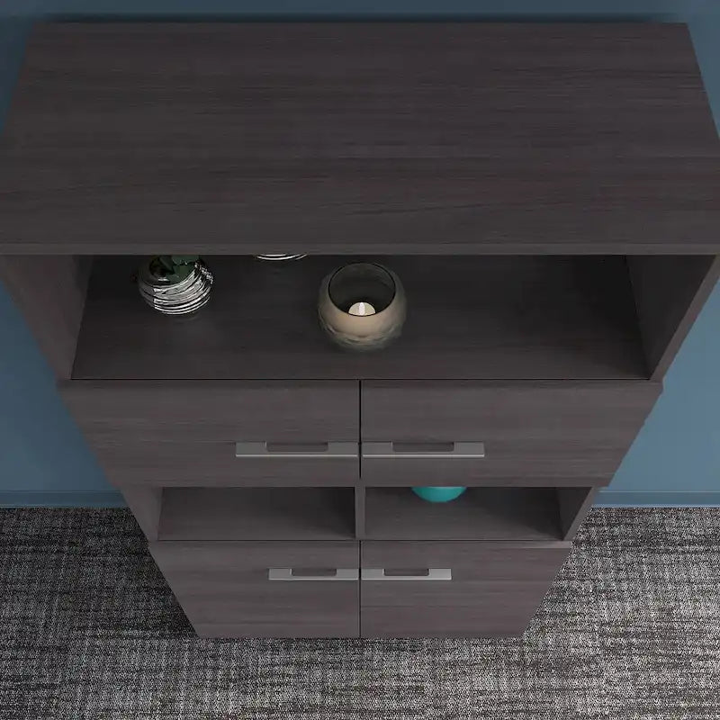 5-Shelf Bookcase with 4 Doors and Adjustable Storage
