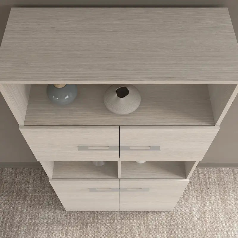 5-Shelf Bookcase with 4 Doors and Adjustable Storage