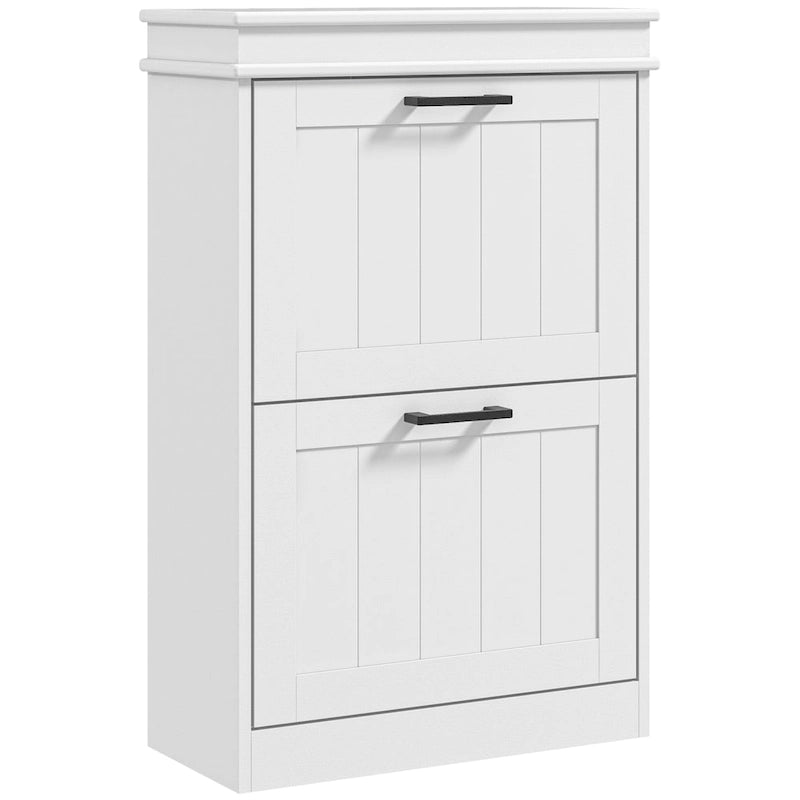 Shoe Cabinet for Entryway, Narrow Shoe Rack Storage Organizer with 2 Flip Drawers and Adjustable Shelves for 10 Pairs of Shoes