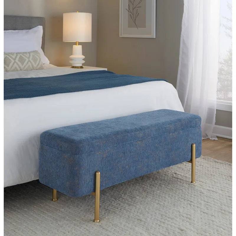 Silver Orchid Galotti Storage Bench with Flip-Top Lid