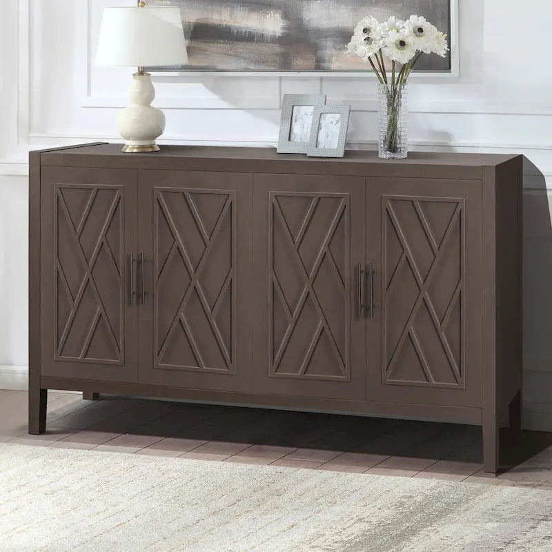 4 Door Wooden Sideboard Cabinet - N/A