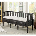 Farmhouse Wooden Storage Bench with Cushioned Seat and 3 Drawers