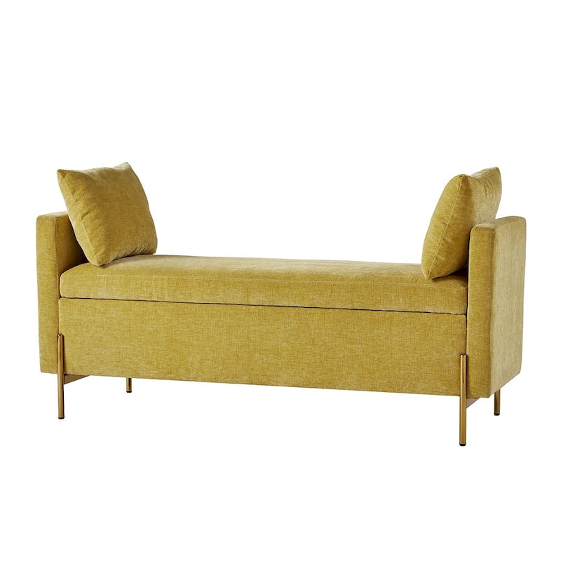 Angelus Upholstered Flip Top Storage Bench withTwo Pillows and Arms by HULALA HOME