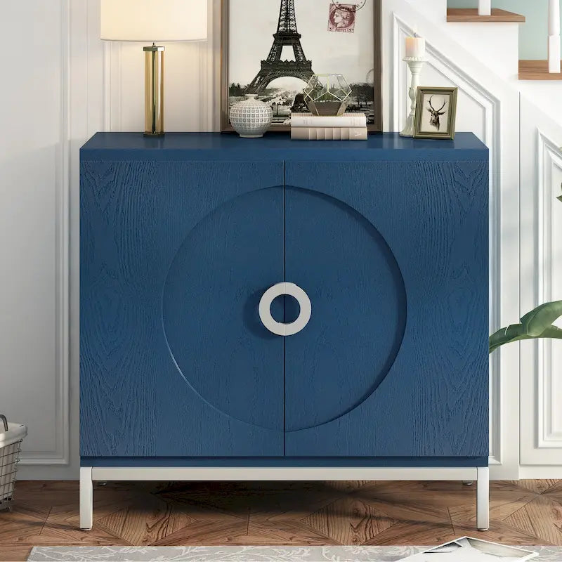 Simple Storage Cabinet Accent Cabinet with Solid Wood Veneer and Metal Leg Frame for Living Room, Entryway, Dining Room