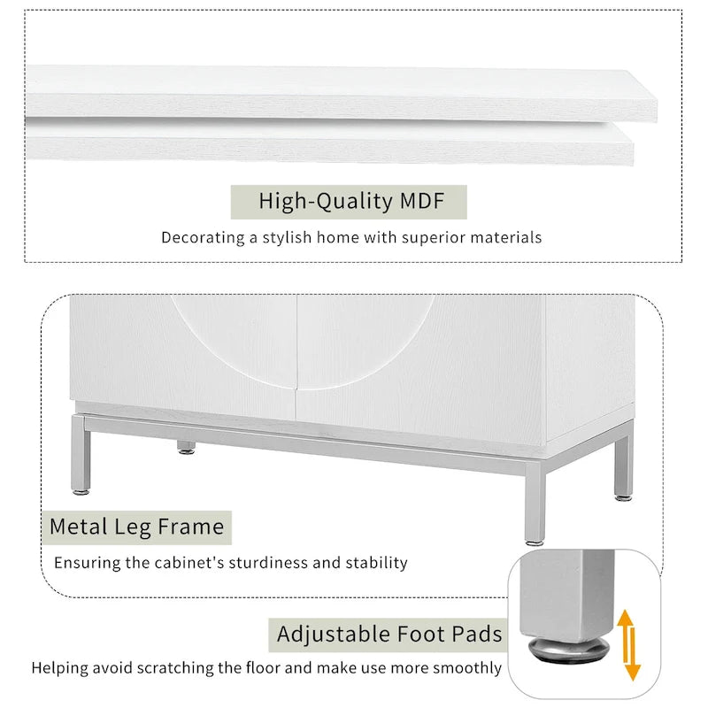 Simple Storage Cabinet Accent Cabinet with Solid Wood Veneer and Metal Leg Frame for Living Room, Entryway, Dining Room