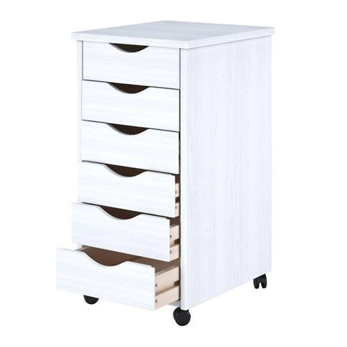 Adeptus Original Roll Cart, Solid Wood, 6 Drawer Roll Cart, White