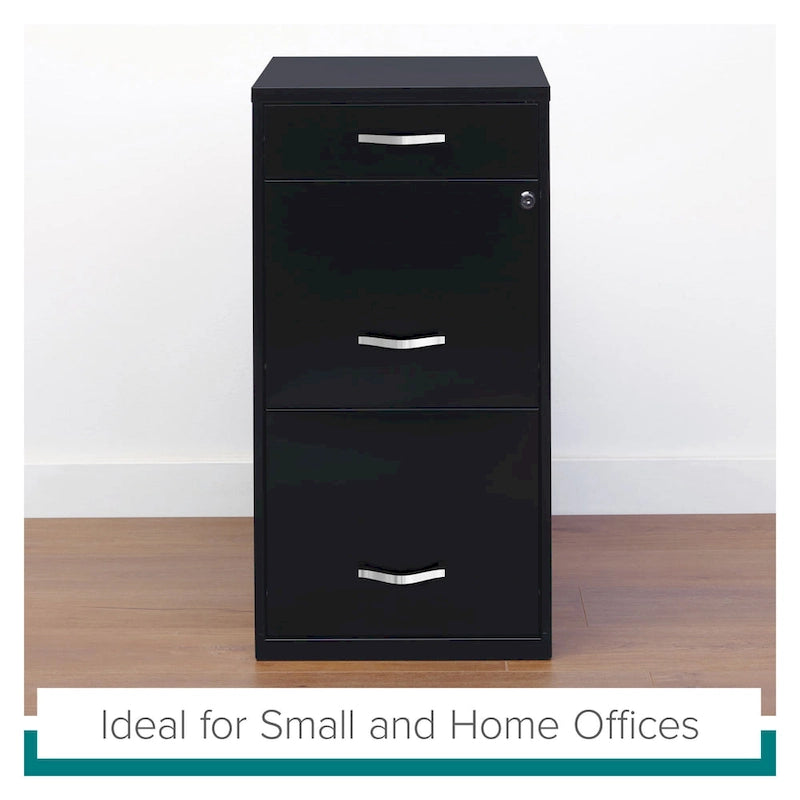 Black 18-Inch-Deep Metal File Cabinet with 3 Drawers
