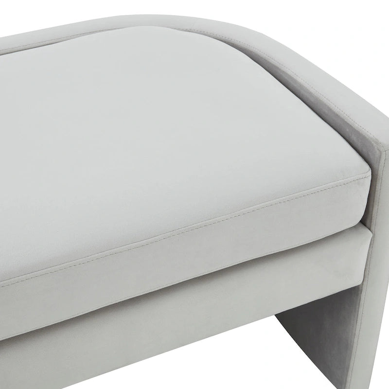 Curved Velvet Upholstered Bench with Wraparound Silhouette