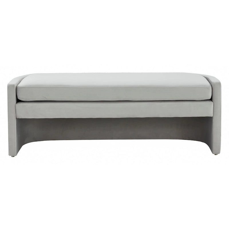 Curved Velvet Upholstered Bench with Wraparound Silhouette