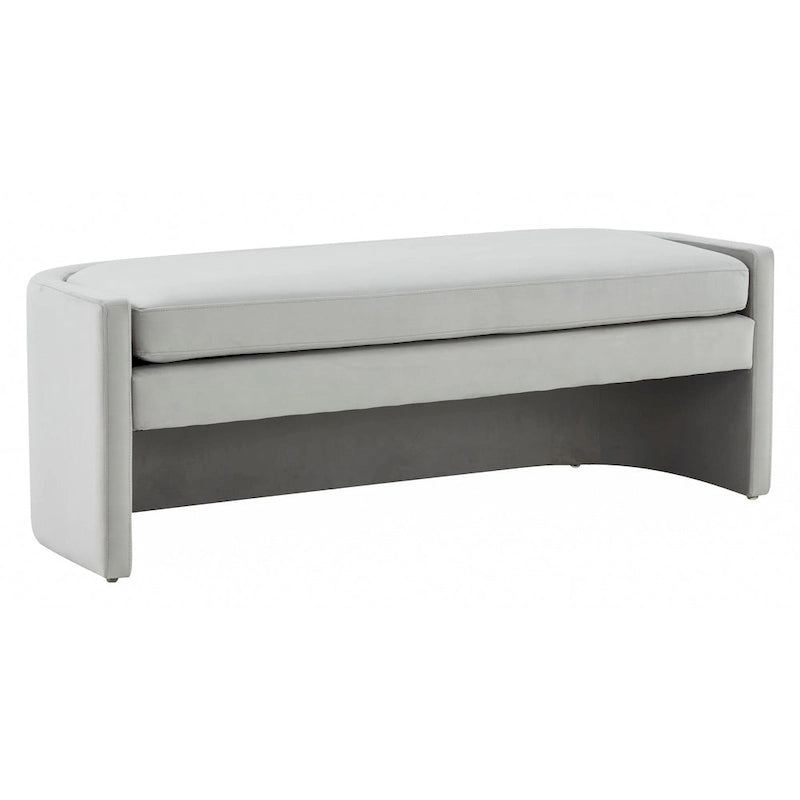 Curved Velvet Upholstered Bench with Wraparound Silhouette