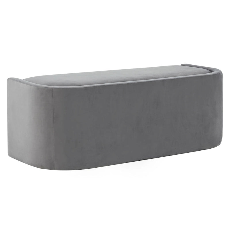 Curved Velvet Upholstered Bench with Wraparound Silhouette
