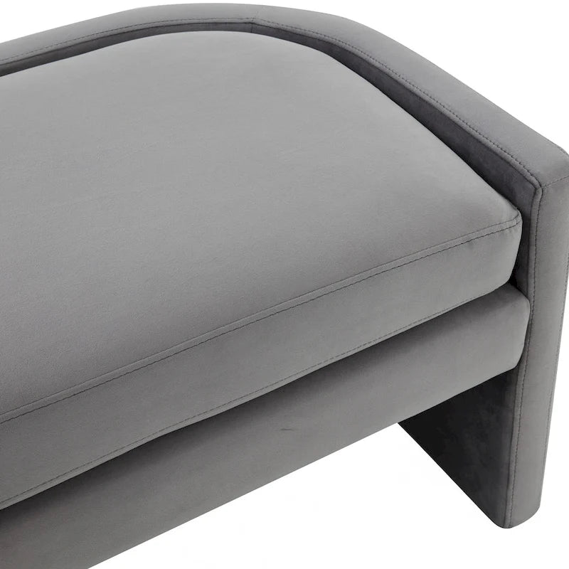 Curved Velvet Upholstered Bench with Wraparound Silhouette