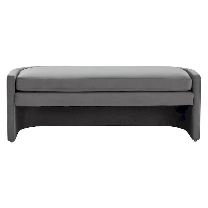 Curved Velvet Upholstered Bench with Wraparound Silhouette