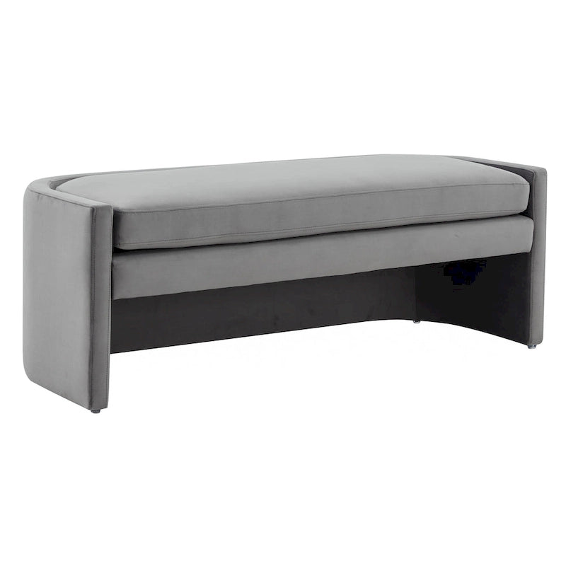 Curved Velvet Upholstered Bench with Wraparound Silhouette