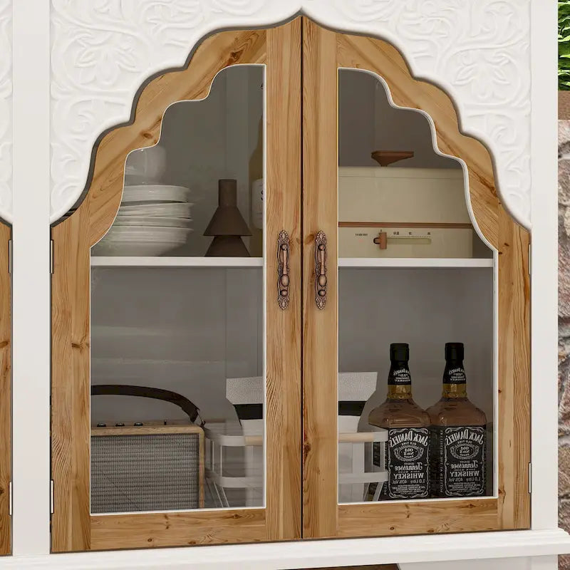 Wooden Carved Bathroom Cabinet Accent Cabinet Sideboard Acrylic Glass