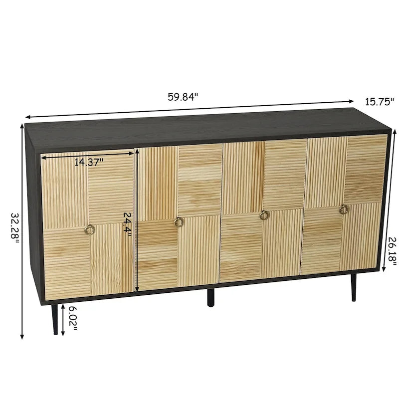 Elegant Vintage 4-Door Cabinet