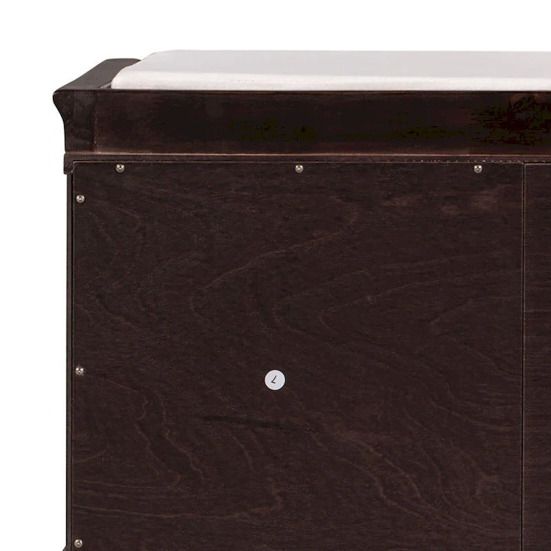 Vintage Chic Wooden Storage Bench with Removable Foam-Filled Velvet Seat Cushion