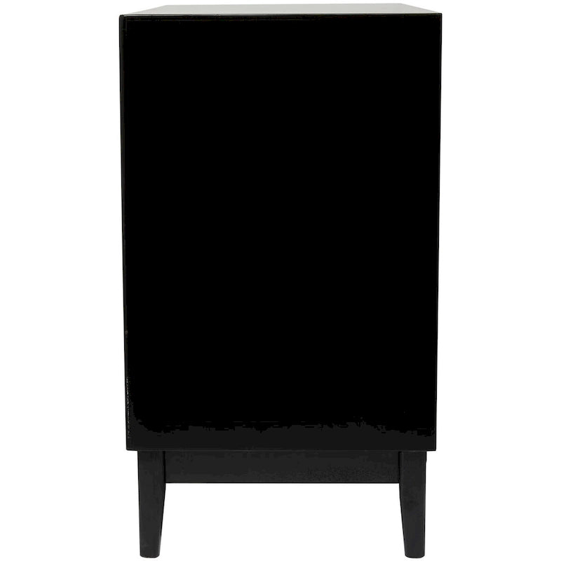 Wooden 3-Drawer Storage Cabinet with Woven Rattan Fronts and Gold-Tone Handles