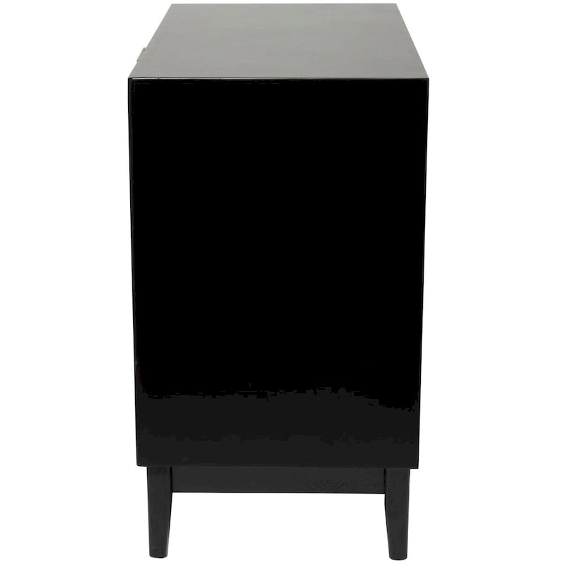 Wooden 3-Drawer Storage Cabinet with Woven Rattan Fronts and Gold-Tone Handles