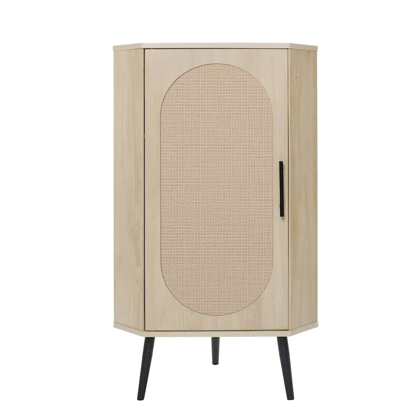 Corner cabinet ,Rattan door,Freestanding Corner Tables For Small Spaces, Corner Shelf Stand For Living Room