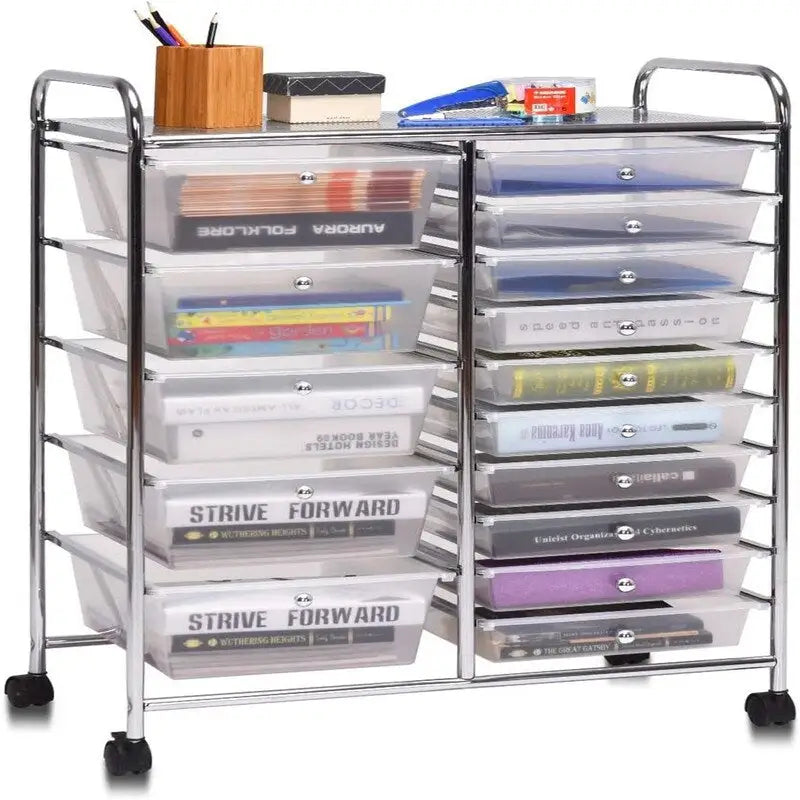 15 Drawer Rolling Storage Cart - 14.5D x 25W x 34.5H