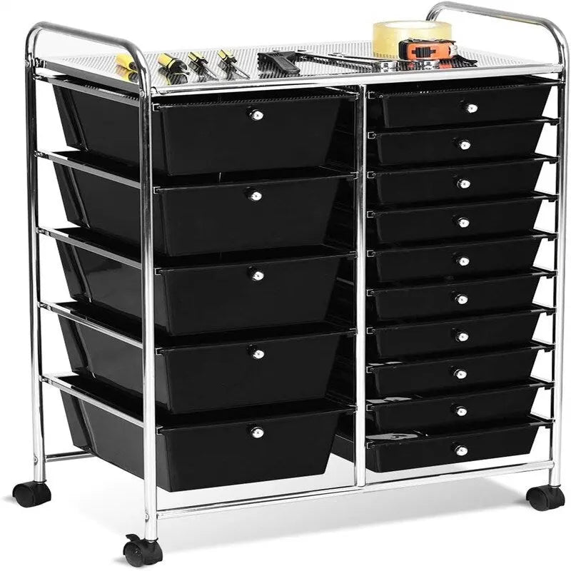 15 Drawer Rolling Storage Cart - 14.5D x 25W x 34.5H