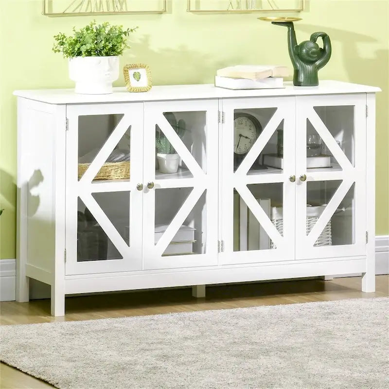Buffet Cabinet with Tempered Glass Doors and Adjustable Shelf