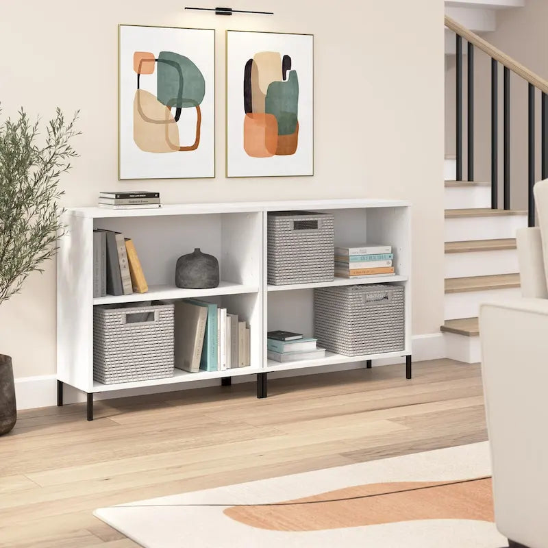 2-Shelf Bookcase with Adjustable Shelf and Steel Feet