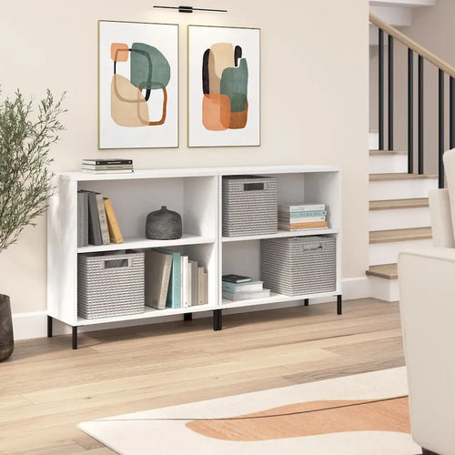 2-Shelf Bookcase with Adjustable Shelf and Steel Feet