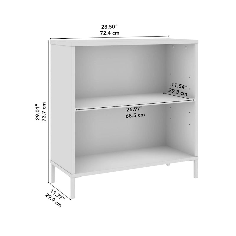 2-Shelf Bookcase with Adjustable Shelf and Steel Feet