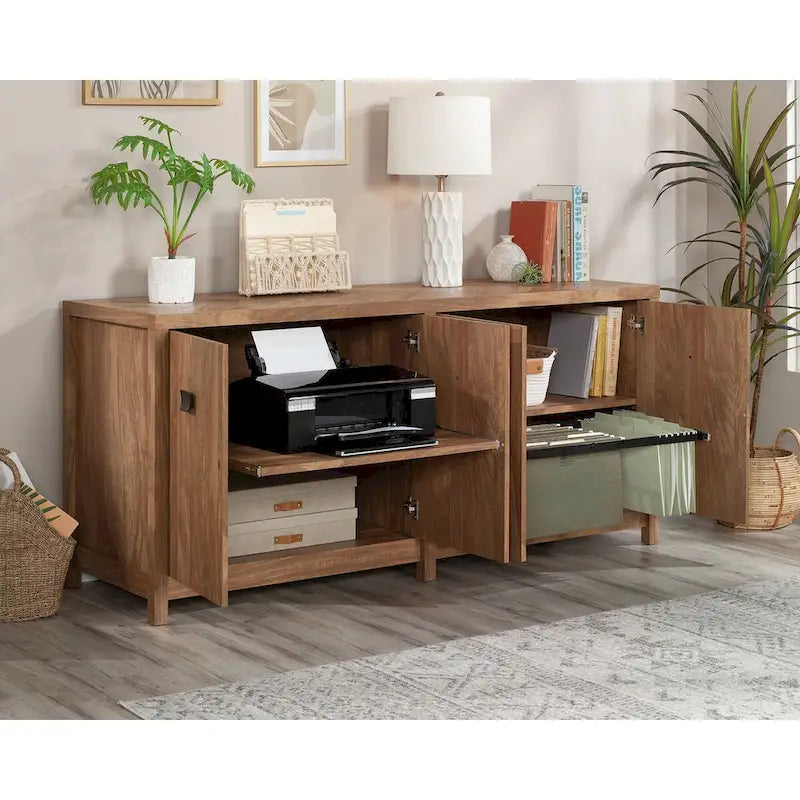 Office Storage Credenza with Printer Shelf and Hanging File Storage