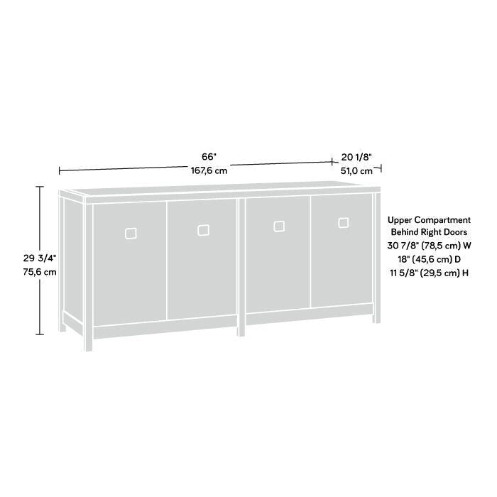 Office Storage Credenza with Printer Shelf and Hanging File Storage