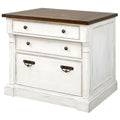 Rustic Wood Lateral File With Locking Legal/Letter File Drawer, Storage Cabinet, White