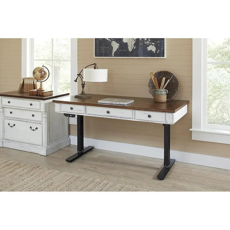 Rustic Wood Lateral File With Locking Legal/Letter File Drawer, Storage Cabinet, White