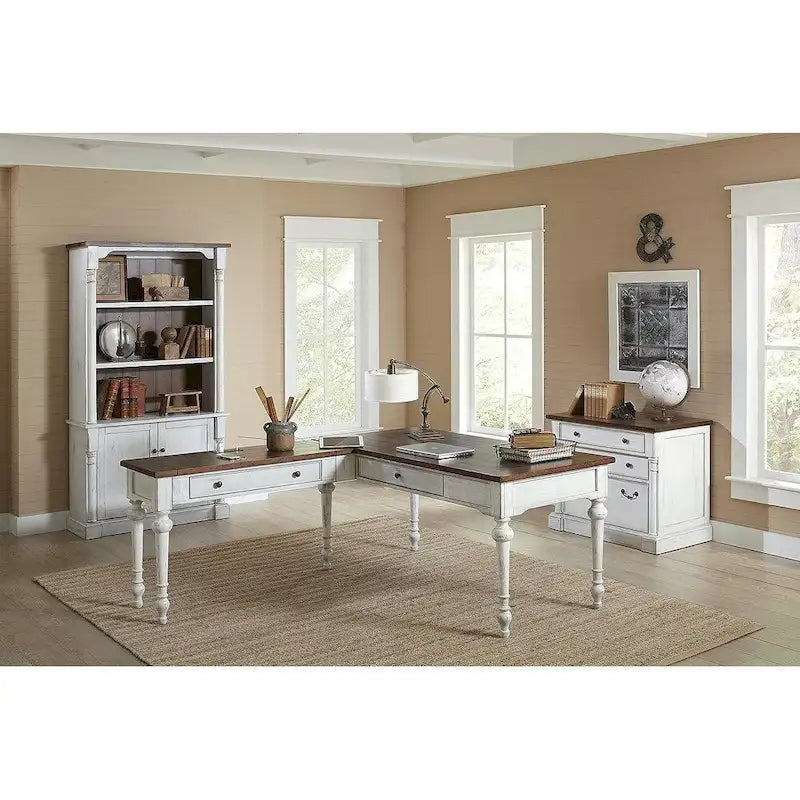 Rustic Wood Lateral File With Locking Legal/Letter File Drawer, Storage Cabinet, White