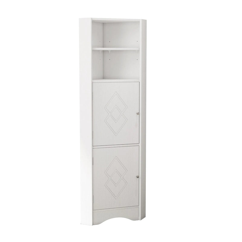 Bathroom Corner Cabinet with Doors and Adjustable Shelves