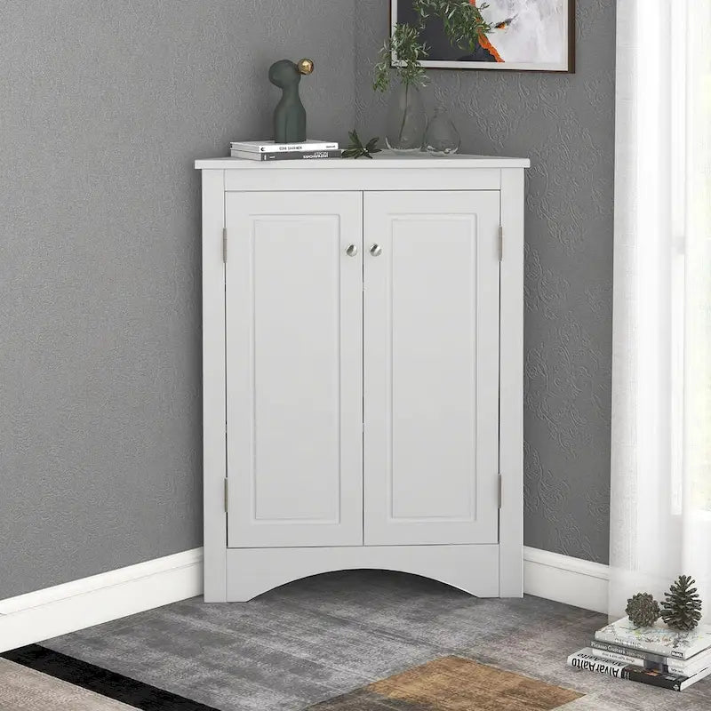 Triangle Bathroom Storage Cabinet with Adjustable Shelves,Freestanding Floor Cabinet