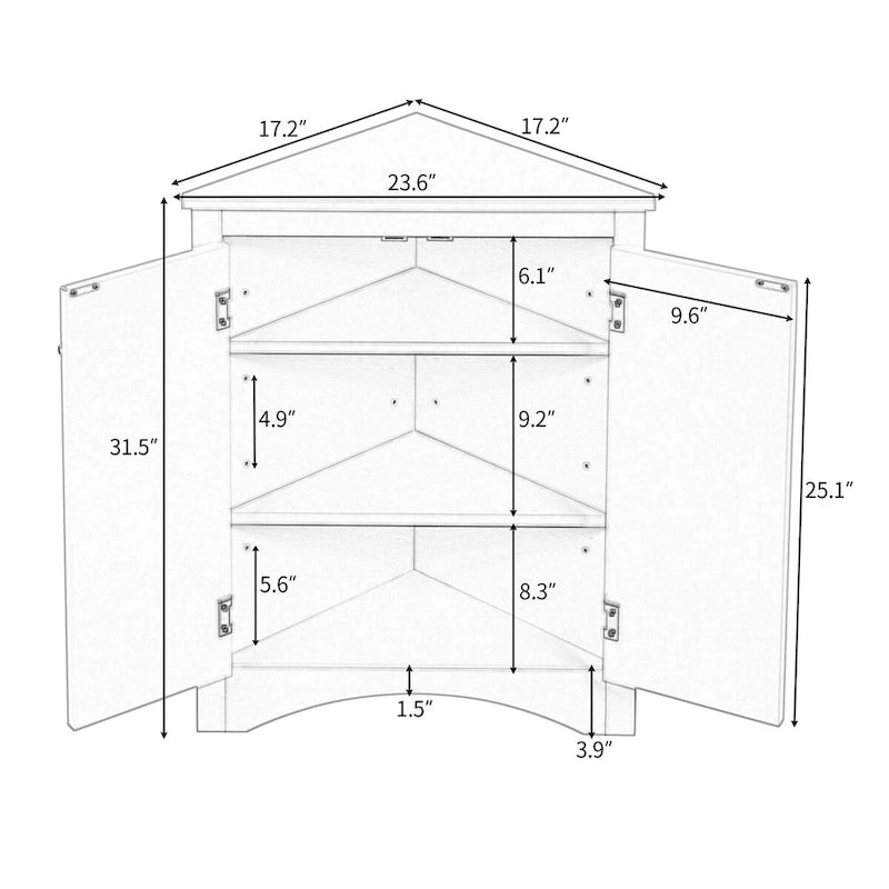 Triangle Bathroom Storage Cabinet with Adjustable Shelves,Freestanding Floor Cabinet