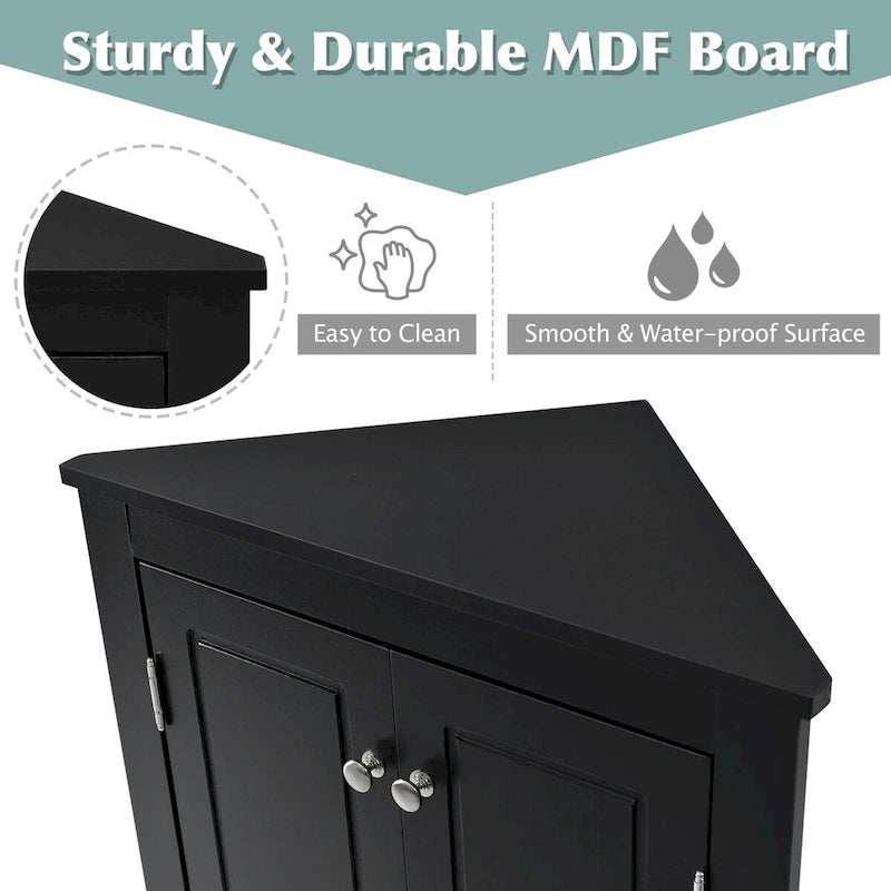 Triangle Bathroom Storage Cabinet with Adjustable Shelves,Freestanding Floor Cabinet