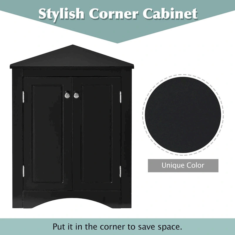 Triangle Bathroom Storage Cabinet with Adjustable Shelves,Freestanding Floor Cabinet