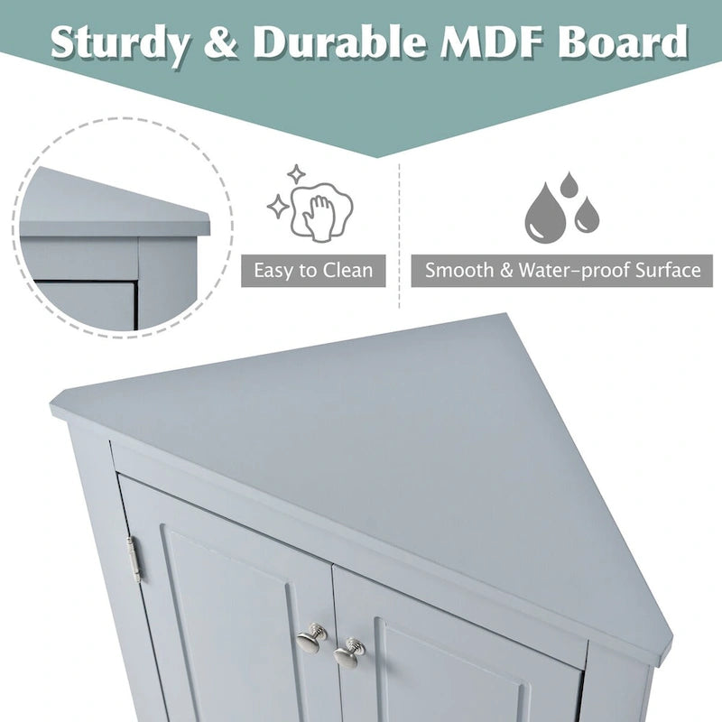 Triangle Bathroom Storage Cabinet with Adjustable Shelves,Freestanding Floor Cabinet