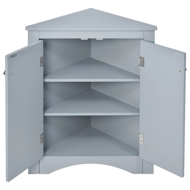 Triangle Bathroom Storage Cabinet with Adjustable Shelves,Freestanding Floor Cabinet