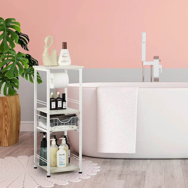 Freestanding Bathroom Shelf with Drawer