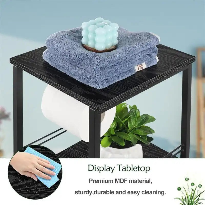 Compact 3-Tier Bathroom Shelf with Fabric Drawer and Toilet Paper Holder