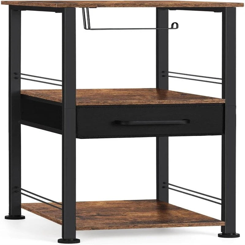 Compact 3-Tier Bathroom Shelf with Fabric Drawer and Toilet Paper Holder