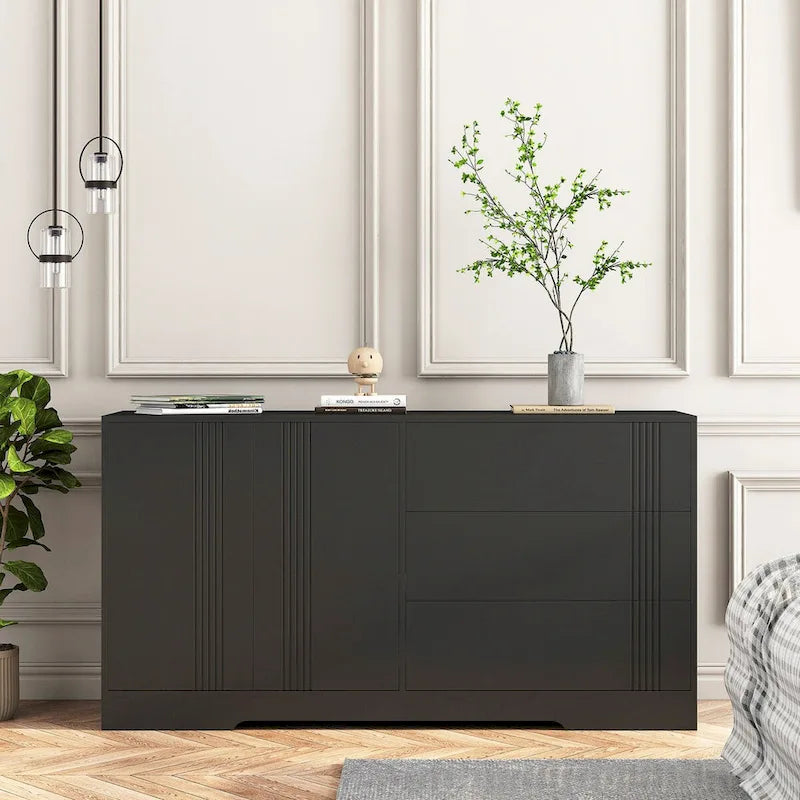 Sideboard Buffet Cabinet with Storage, Modern Kitchen Buffet Storage Cabinet with Drawer and Doors